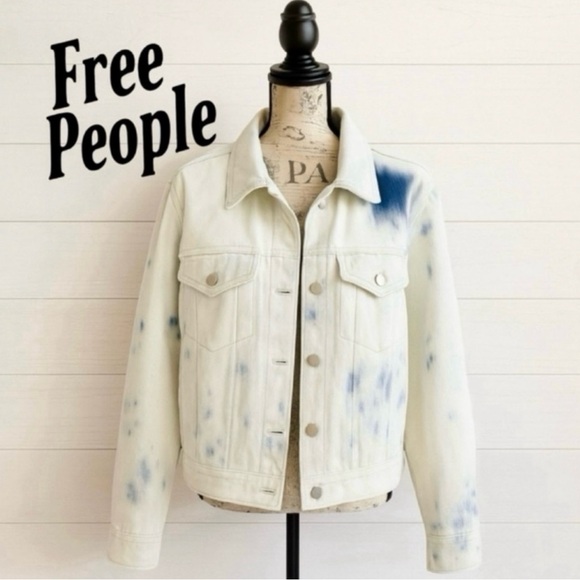 Free People. Rumors Women's Tie Dye Denim Jean Jacket. Size L. Like new! - Picture 2 of 4